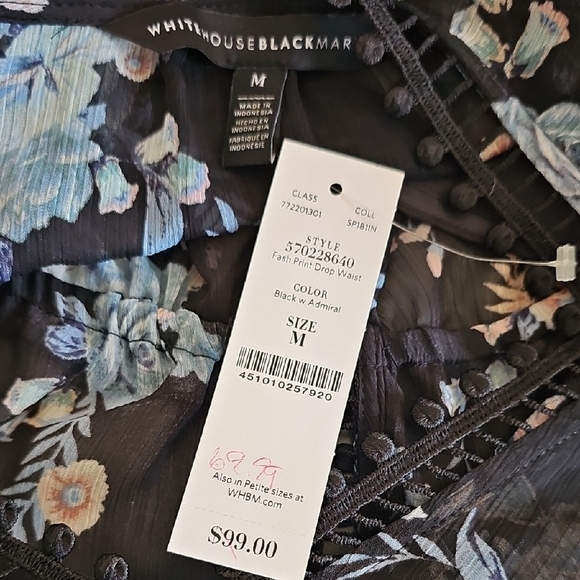 WHBM Floral Black Sheer Women's Top - Picture 5 of 7